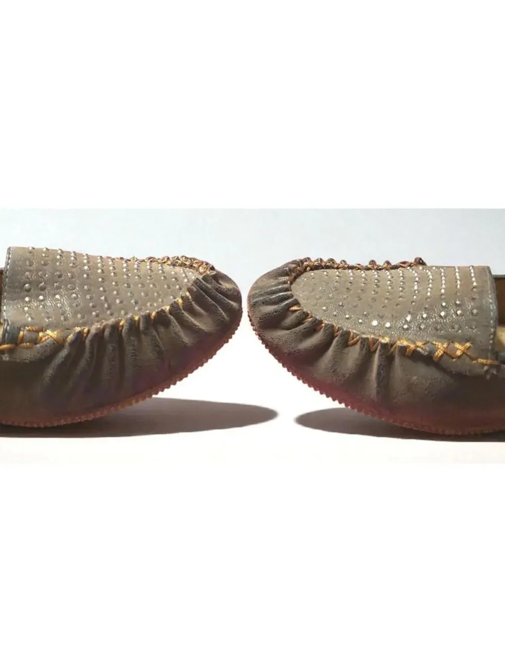 Nicole Alden Wide Moccasin Flats - Women 8.5W Comfort Shoes with Studded Detail